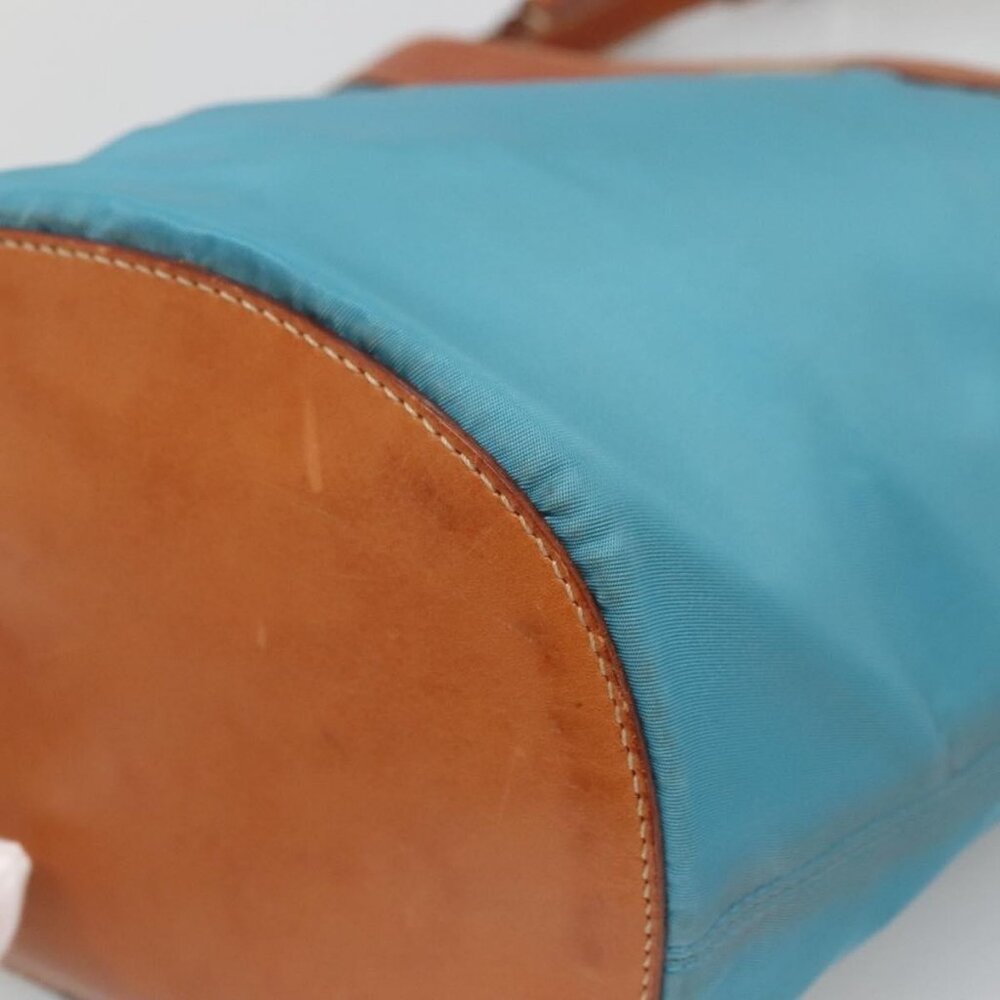 Authentic PRADA Shoulder Bag Nylon Leather Silver Blue - Picture 6 of 16